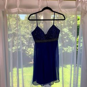 Navy Blue Beaded Cocktail Dress